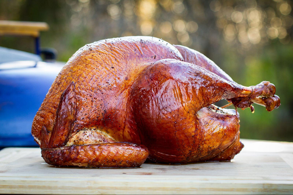 Roasted turkey on table